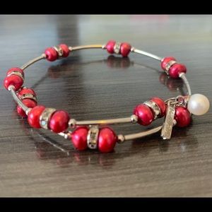 Vantel Pearls Ruby Wrap Bracelet